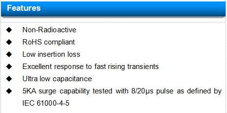 Low Insertion Loss GDT Tube SC2E5-230LSMD SMD Pacakage 1.0pF 1