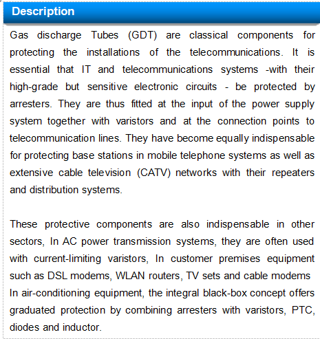 Non Radioactive GDT Tube 5KA SC2E5-600LSMD RoHS compliant 1