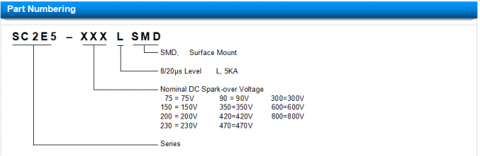 800V Gas Tube Arrester SC2E5-800LSMD 5KA GDT Surge Protection With 8/20μS Pulse 2