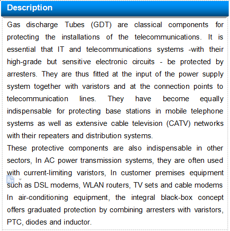 Axial Leaded Gas Discharge Tube 350V GDT SC2E5-350LL Low Insertion Loss 0