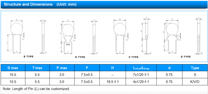 R25 5Ω NTC Power Thermistor MF72-SCN5D-9 For Limiting Inrush Current Ф9mm 3