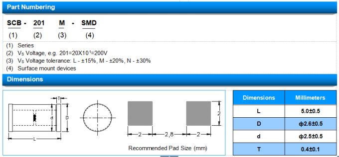 SMD Spark Gap Protectors SPG 1000A 100M/50V SOCAY SCB-141N-SMD 1
