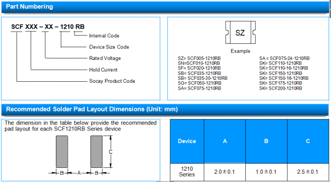 PPTC SMD Resettable Fuse Hold Current 0.5A Rated Voltage 16Vmax 0.6W Typical Power 1