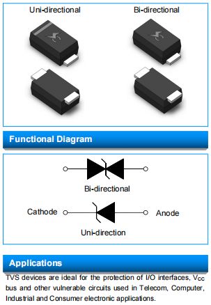 Socay TVS Diodes SMF Series TVS 200W 51V Surface Mount Transient Voltage Suppressors 0