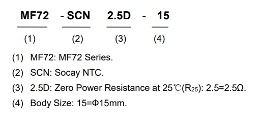SOCAY High Accuracy Temperature Sensor NTC Thermistor MF72-SCN2.5D-15 2.5ohm 15mm 0