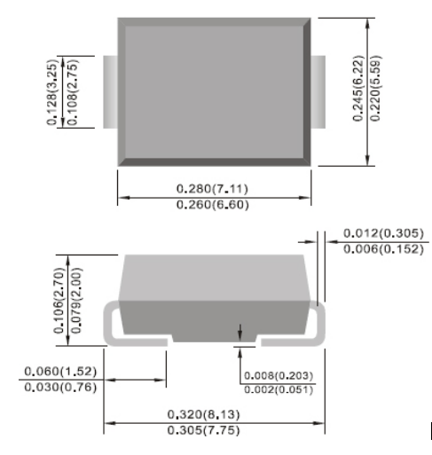 100VRRM Surface Mount Schottky Barrier Diode SS810C 70VRMS Voltage SMC Package 2