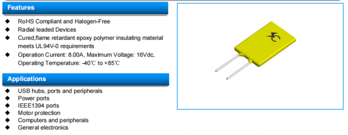 SOCAY PPTC Leaded PPTC Resettable Fuse with 16Vdc SC16-800SZ0D 0