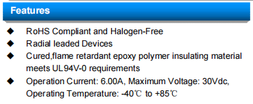SOCAY PPTC Electronic Fuse Radial Lead Resettable Polymer PTCs SC30-600SZ0D For Circuit Protection 0