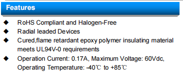 SOCAY PPTC Fuse Radial Lead Resettable Polymer PTCs SC60-017CW0D With Polymer Technology 0
