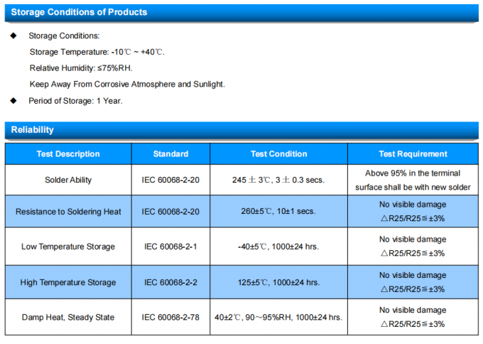 RoHS Compliant MF52-103F3435FACP Thermistor With Customizable Foot Length 4