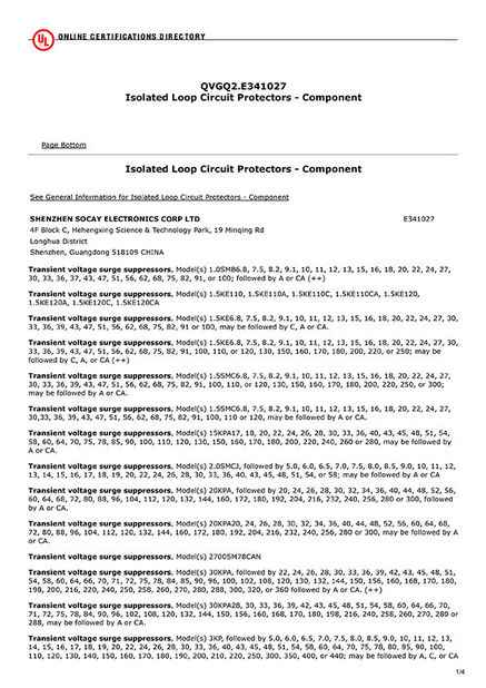 China Shenzhen Socay Electronics Co., Ltd. certification